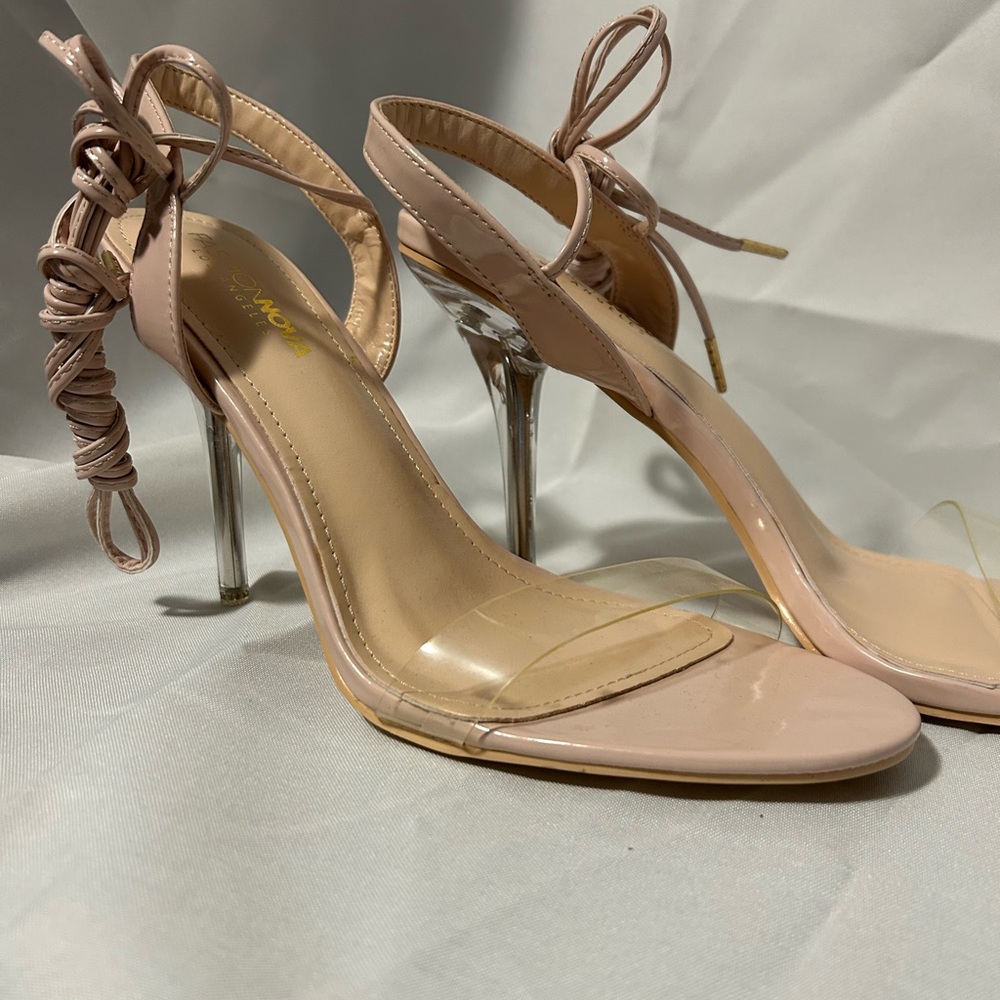 Elegant Nude Heels with Clear Strap